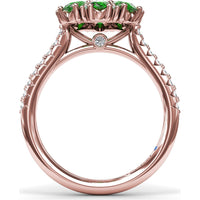 Emerald and Diamond Cluster Flower Ring by Fana - 1.64 Carat Total Gemstone Weight