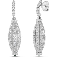 Emerald and Diamond Graduated Barrel Birdcage Earrings in 18K White Gold by Charles Krypell