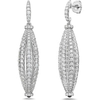 Emerald and Diamond Graduated Barrel Birdcage Earrings in 18K White Gold by Charles Krypell