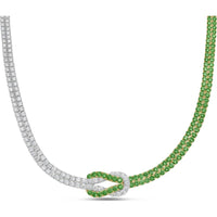 Emerald and Diamond Hercules Knot Necklace in 18K White Gold and Yellow Gold by Charles Krypell