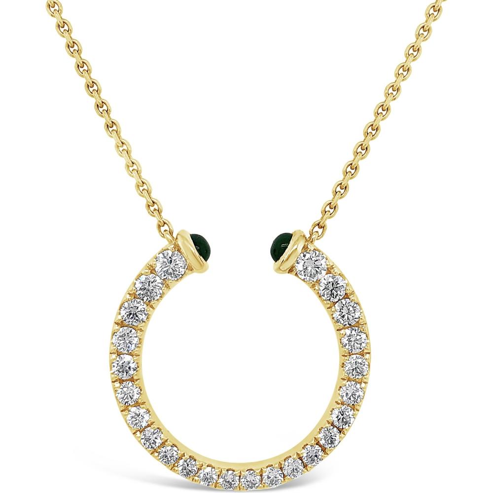 Emerald and Diamond Horseshoe Necklace in 18K Yellow Gold by Charles Krypell