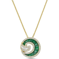 Emerald and Diamond Nautilus Pendant Necklace in 18K Yellow Gold by Charles Krypell