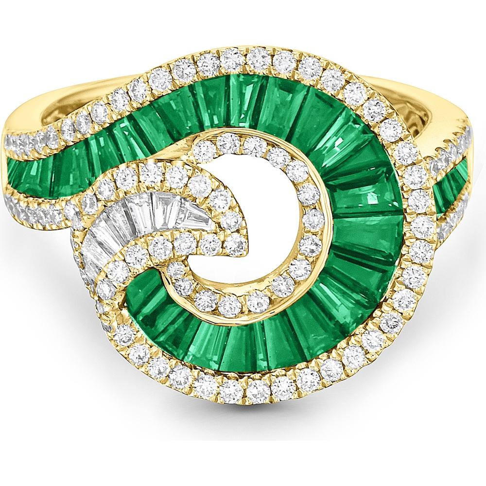 Emerald and Diamond Nautilus Ring in 18K Yellow Gold by Charles Krypell