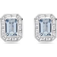 Emerald Cut Aquamarine and Diamond Frame Stud Earrings in 18K White Gold by Charles Krypell
