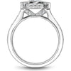 Emerald Cut Diamond Engagement Ring with Bezel Setting, Halo, Pavé Band, and Baguette Side Stones in White Gold by Noam Carver<em> - Choose Your Center Diamond: 1 to 5 Carats, Sustainable Lab-Grown or Natural Earth-Mined</em>