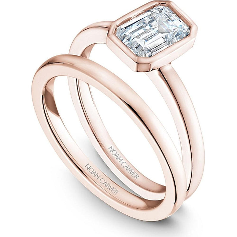 Emerald Cut Diamond Engagement Ring with Bezel Setting in Rose Gold by Noam Carver<em> - Choose Your Center Diamond: 1 to 5 Carats, Sustainable Lab-Grown or Natural Earth-Mined</em>