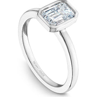 Emerald Cut Diamond Engagement Ring with Bezel Setting in White Gold by Noam Carver<em> - Choose Your Center Diamond: 1 to 5 Carats, Sustainable Lab-Grown or Natural Earth-Mined</em>