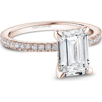 Emerald Cut Diamond Engagement Ring with Four-Prong Setting and Pavé Band in Rose Gold by Noam Carver<em> - Choose Your Center Diamond: 1 to 5 Carats, Sustainable Lab-Grown or Natural Earth-Mined</em>