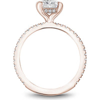 Emerald Cut Diamond Engagement Ring with Four-Prong Setting and Pavé Band in Rose Gold by Noam Carver<em> - Choose Your Center Diamond: 1 to 5 Carats, Sustainable Lab-Grown or Natural Earth-Mined</em>