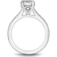 Emerald Cut Diamond Engagement Ring with Four-Prong Setting and Pavé Band in White Gold by Noam Carver<em> - Choose Your Center Diamond: 1 to 5 Carats, Sustainable Lab-Grown or Natural Earth-Mined</em>