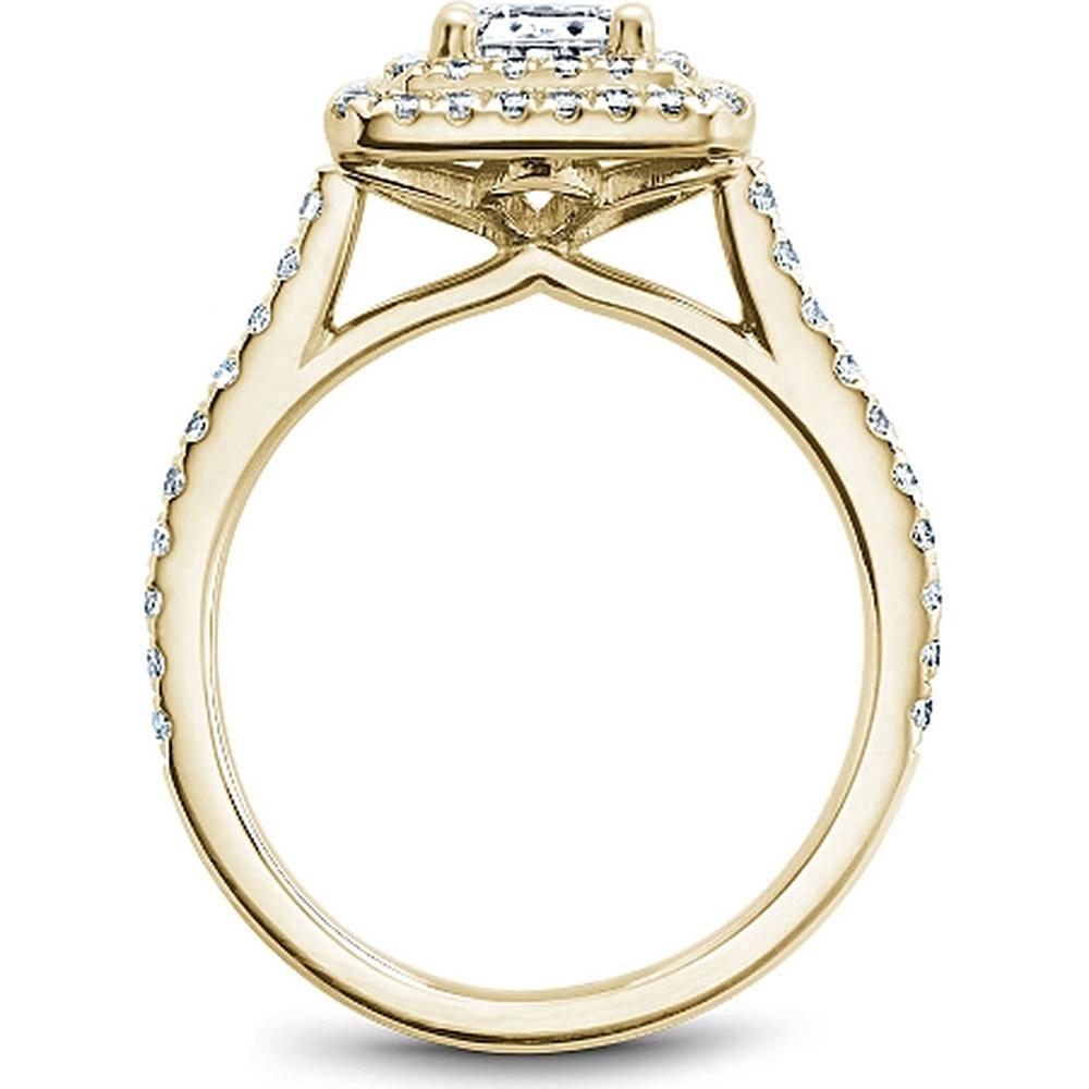 Emerald Cut Diamond Engagement Ring with Halo and Pavé Band in Yellow Gold by Noam Carver<em> - Choose Your Center Diamond: 1 to 5 Carats, Sustainable Lab-Grown or Natural Earth-Mined</em>