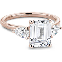 Emerald Cut Diamond Engagement Ring with Pear Side Stones in Rose Gold by Noam Carver<em> - Choose Your Center Diamond: 1 to 5 Carats, Sustainable Lab-Grown or Natural Earth-Mined</em>