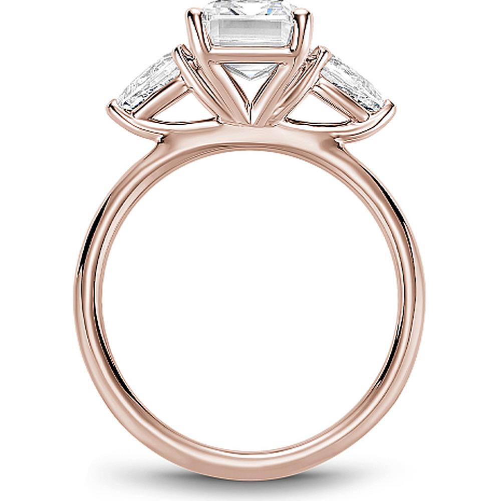 Emerald Cut Diamond Engagement Ring with Pear Side Stones in Rose Gold by Noam Carver<em> - Choose Your Center Diamond: 1 to 5 Carats, Sustainable Lab-Grown or Natural Earth-Mined</em>