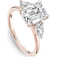 Emerald Cut Diamond Engagement Ring with Pear Side Stones in Rose Gold by Noam Carver<em> - Choose Your Center Diamond: 1 to 5 Carats, Sustainable Lab-Grown or Natural Earth-Mined</em>