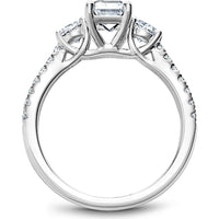 Emerald Cut Diamond Engagement Ring with Side Stones and Pavé Band in White Gold by Noam Carver<em> - Choose Your Center Diamond: 1 to 5 Carats, Sustainable Lab-Grown or Natural Earth-Mined</em>