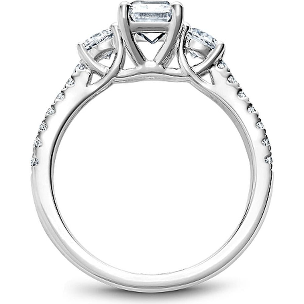 Emerald Cut Diamond Engagement Ring with Side Stones and Pavé Band in White Gold by Noam Carver<em> - Choose Your Center Diamond: 1 to 5 Carats, Sustainable Lab-Grown or Natural Earth-Mined</em>