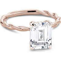Emerald Cut Diamond Engagement Ring with Twisted Band in Rose Gold by Noam Carver<em> - Choose Your Center Diamond: 1 to 5 Carats, Sustainable Lab-Grown or Natural Earth-Mined</em>