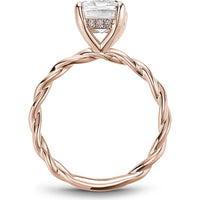 Emerald Cut Diamond Engagement Ring with Twisted Band in Rose Gold by Noam Carver<em> - Choose Your Center Diamond: 1 to 5 Carats, Sustainable Lab-Grown or Natural Earth-Mined</em>