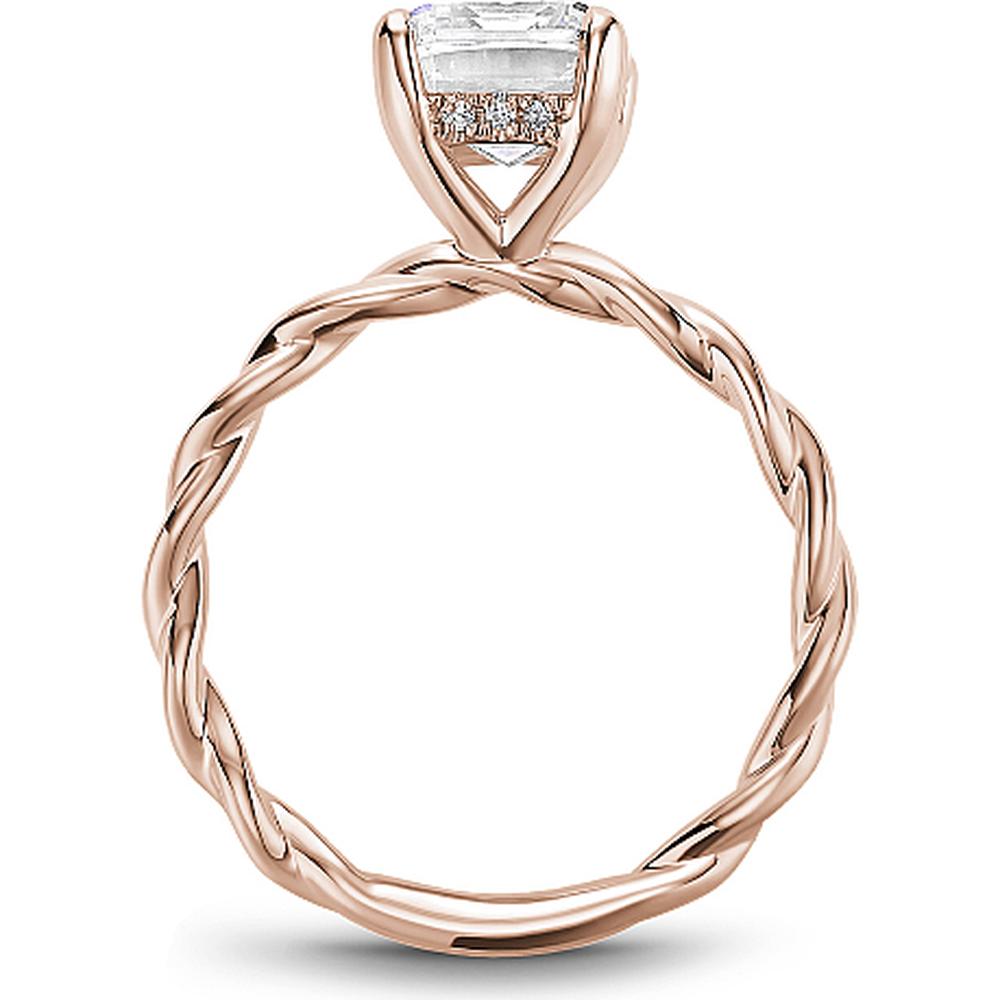 Emerald Cut Diamond Engagement Ring with Twisted Band in Rose Gold by Noam Carver<em> - Choose Your Center Diamond: 1 to 5 Carats, Sustainable Lab-Grown or Natural Earth-Mined</em>