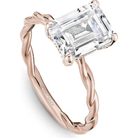 Emerald Cut Diamond Engagement Ring with Twisted Band in Rose Gold by Noam Carver<em> - Choose Your Center Diamond: 1 to 5 Carats, Sustainable Lab-Grown or Natural Earth-Mined</em>