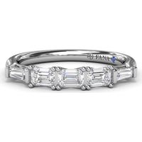 Emerald-Cut Diamond Wedding Band with Tapered Baguette Accents by Fana - 0.63 Carat Total Diamond Weight