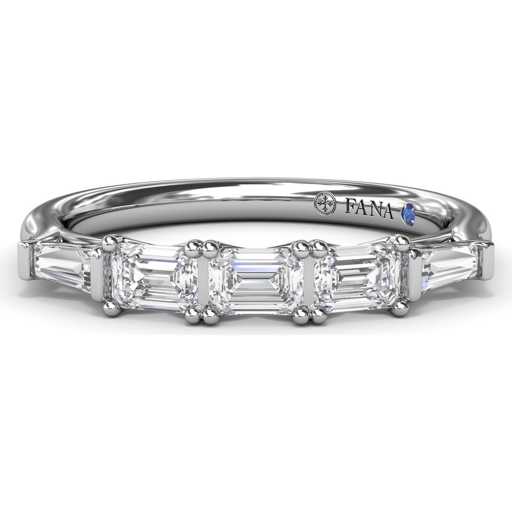 Emerald-Cut Diamond Wedding Band with Tapered Baguette Accents by Fana - 0.63 Carat Total Diamond Weight