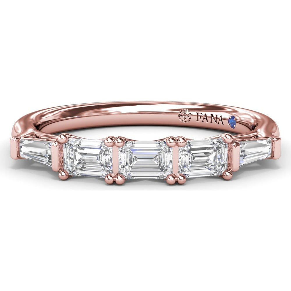 Emerald-Cut Diamond Wedding Band with Tapered Baguette Accents by Fana - 0.63 Carat Total Diamond Weight