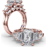 Emerald-Cut Diamond Wedding Band with Tapered Baguette Accents by Fana - 0.63 Carat Total Diamond Weight
