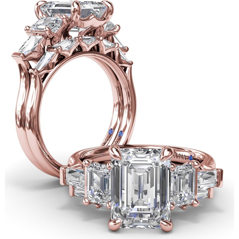 Emerald-Cut Diamond Wedding Band with Tapered Baguette Accents by Fana - 0.63 Carat Total Diamond Weight