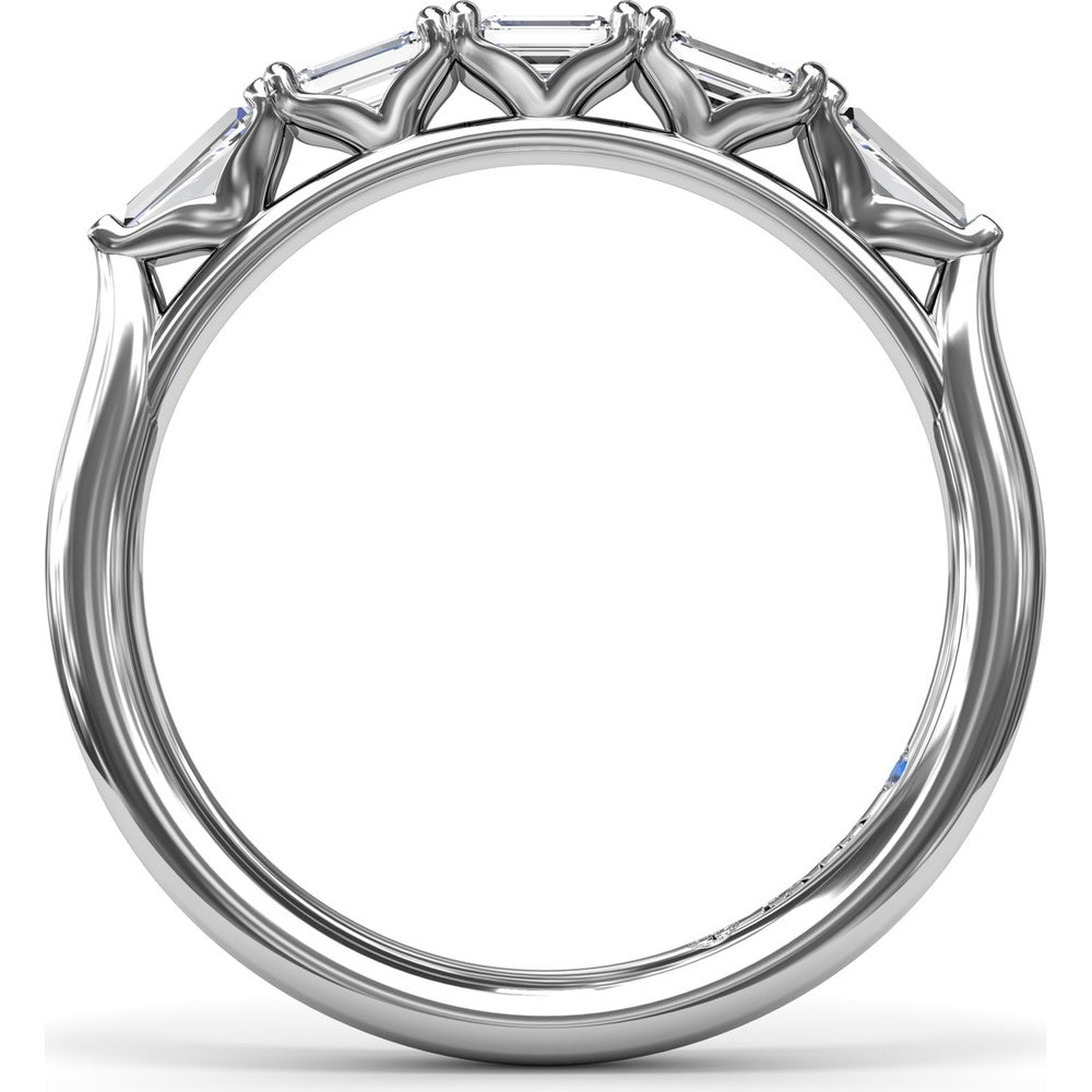 Emerald-Cut Diamond Wedding Band with Tapered Baguette Accents by Fana - 0.63 Carat Total Diamond Weight