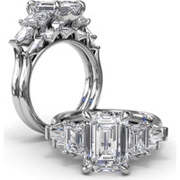 Emerald-Cut Diamond Wedding Band with Tapered Baguette Accents by Fana - 0.63 Carat Total Diamond Weight