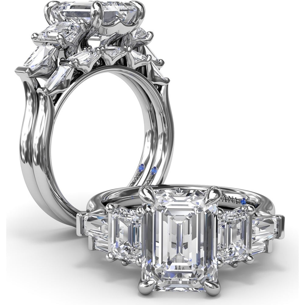 Emerald-Cut Diamond Wedding Band with Tapered Baguette Accents by Fana - 0.63 Carat Total Diamond Weight