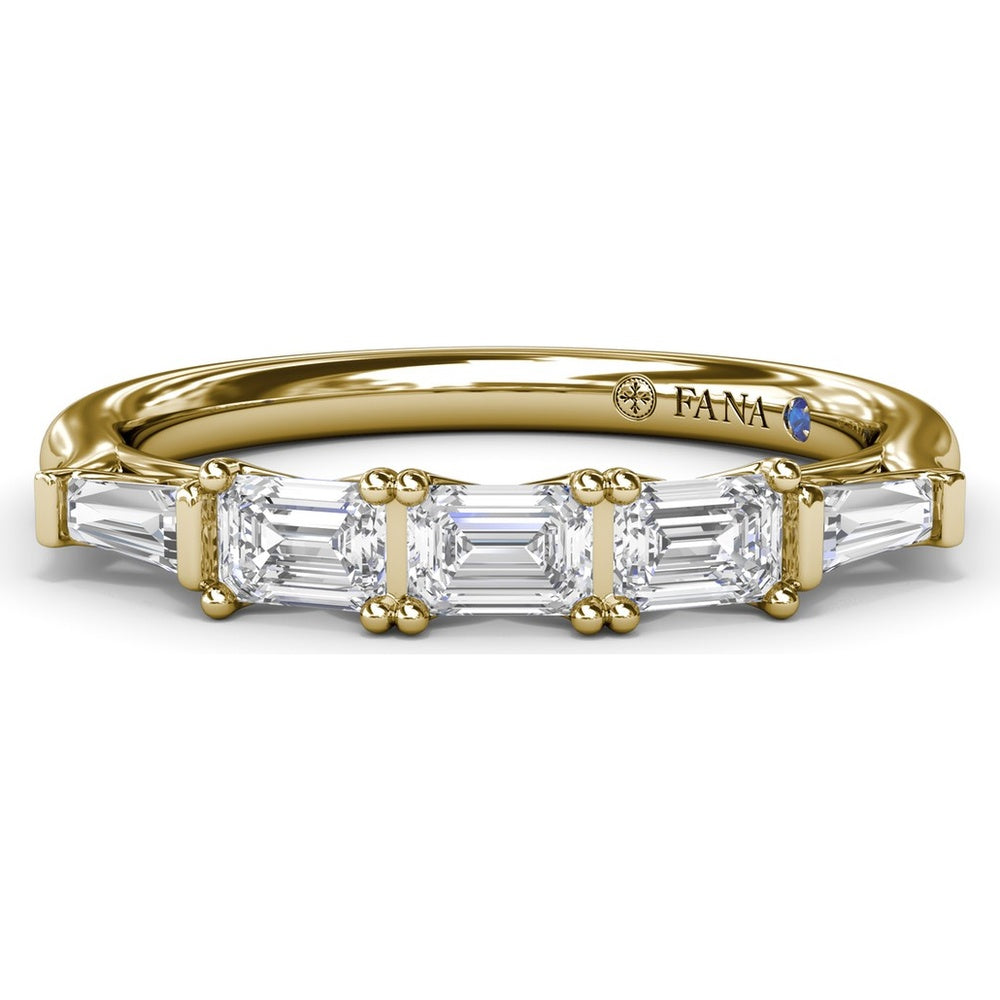 Emerald-Cut Diamond Wedding Band with Tapered Baguette Accents by Fana - 0.63 Carat Total Diamond Weight
