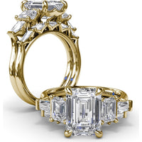 Emerald-Cut Diamond Wedding Band with Tapered Baguette Accents by Fana - 0.63 Carat Total Diamond Weight