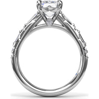 Emerald Cut Engagement Ring Setting with Alternating Baguette and Round Diamonds by Fana - 0.53 Carat Total Diamond Weight