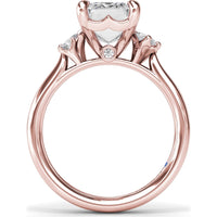 Emerald Cut Engagement Ring Setting with Pear and Round Diamond Accents and Peek-a-Boo Diamond by Fana - 0.25 Carat Total Diamond Weight