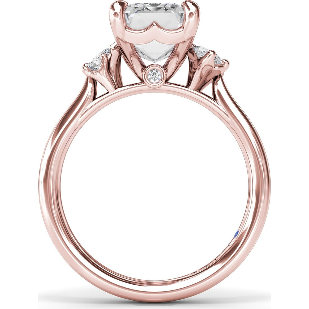 Emerald Cut Engagement Ring Setting with Pear and Round Diamond Accents and Peek-a-Boo Diamond by Fana - 0.25 Carat Total Diamond Weight