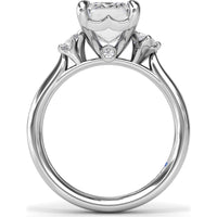 Emerald Cut Engagement Ring Setting with Pear and Round Diamond Accents and Peek-a-Boo Diamond by Fana - 0.25 Carat Total Diamond Weight