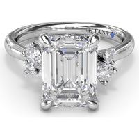 Emerald Cut Engagement Ring Setting with Pear and Round Diamond Accents and Peek-a-Boo Diamond by Fana - 0.25 Carat Total Diamond Weight
