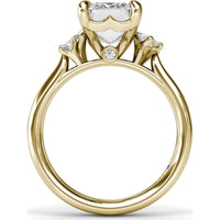 Emerald Cut Engagement Ring Setting with Pear and Round Diamond Accents and Peek-a-Boo Diamond by Fana - 0.25 Carat Total Diamond Weight