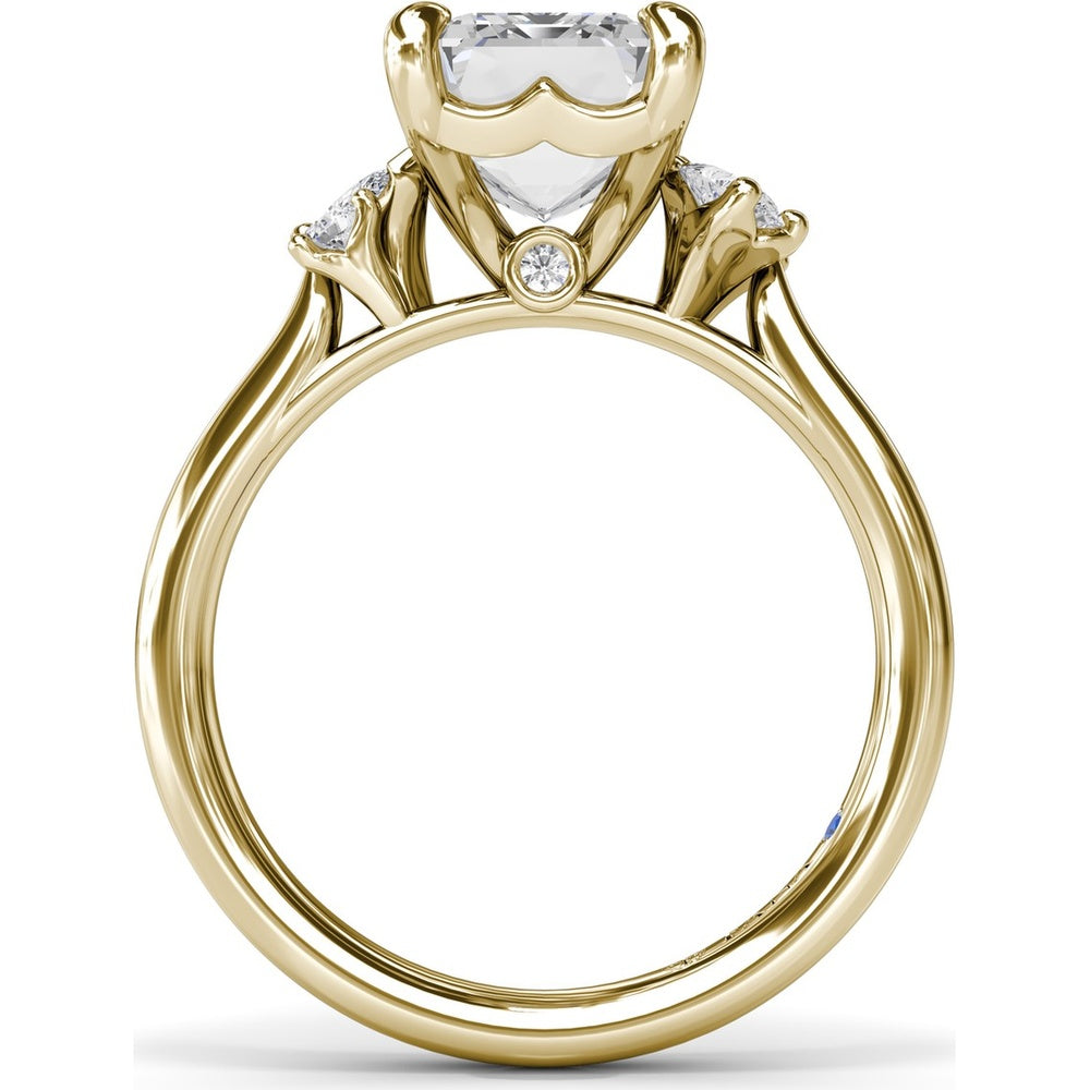 Emerald Cut Engagement Ring Setting with Pear and Round Diamond Accents and Peek-a-Boo Diamond by Fana - 0.25 Carat Total Diamond Weight