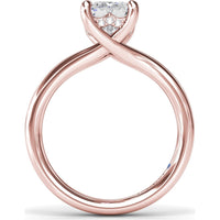Emerald Cut Engagement Ring Setting with Split Shank and Hidden Halo by Fana - 0.07 Carat Total Diamond Weight