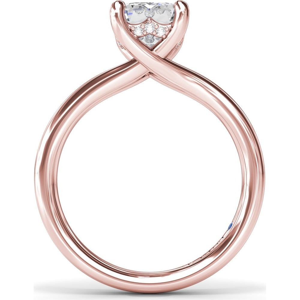 Emerald Cut Engagement Ring Setting with Split Shank and Hidden Halo by Fana - 0.07 Carat Total Diamond Weight