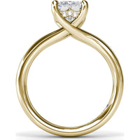 Emerald Cut Engagement Ring Setting with Split Shank and Hidden Halo by Fana - 0.07 Carat Total Diamond Weight