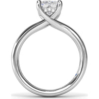Emerald Cut Engagement Ring Setting with Split Shank and Hidden Halo by Fana - 0.07 Carat Total Diamond Weight