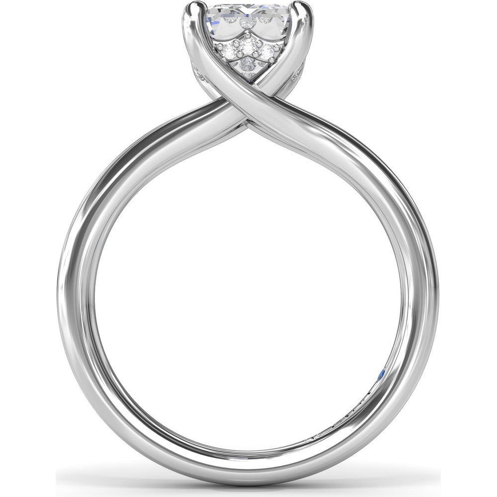 Emerald Cut Engagement Ring Setting with Split Shank and Hidden Halo by Fana - 0.07 Carat Total Diamond Weight