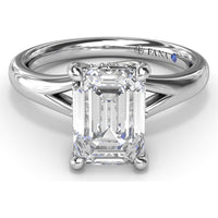 Emerald Cut Engagement Ring Setting with Split Shank and Hidden Halo by Fana - 0.07 Carat Total Diamond Weight