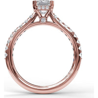 Emerald Cut Engagement Ring Setting with Split Shank Pavé Diamonds and Hidden Halo by Fana - 0.39 Carat Total Diamond Weight