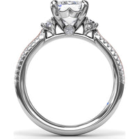 Emerald Cut Engagement Ring Setting with Split Shank Pavé Diamonds by Fana - 0.42 Carat Total Diamond Weight