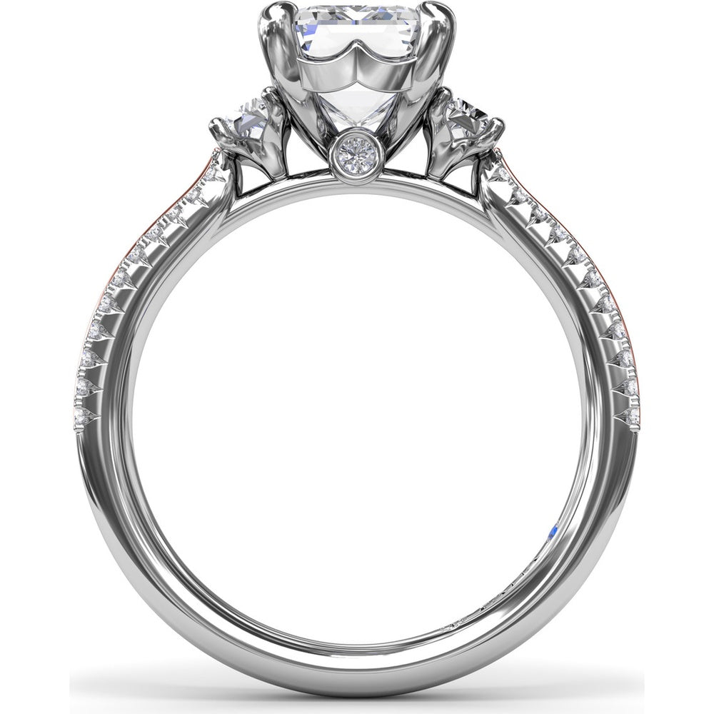 Emerald Cut Engagement Ring Setting with Split Shank Pavé Diamonds by Fana - 0.42 Carat Total Diamond Weight